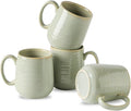 HASENSE Porcelain Coffee Mugs Set, 12 Oz Reactive Glaze Green Coffee Cups with Handle, Large Tea Cup for Latte, Cappuccino & Hot Chocolate, Dishwasher & Microwave Safe, Set of 4