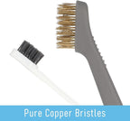 Kitchen Cleaning Scrub Brush Deep Gas Stove Brass Wire Brush with Stiff Bristles & Cooktop Scraper Stainless Steel Scrubber for Range Hood Grease Grime Rust Cleaner for Pot Pan Household Cleaning Tool