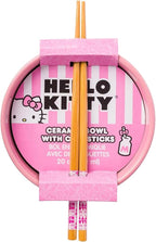 Silver Buffalo Sanrio Hello Kitty Flowers Pattern Ceramic Ramen Noodle Rice Bowl with Chopsticks, Microwave Safe, 20 Ounces