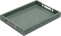 Serving Tray with Polished Metal Handles, 16.5''x12'' Rectangle Coffee Table Tray, Modern Decorative Tray, Large Ottoman Tray, Perfect for Storage and Display (Grey)