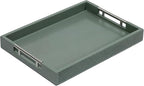 Serving Tray with Polished Metal Handles, 16.5''x12'' Rectangle Coffee Table Tray, Modern Decorative Tray, Large Ottoman Tray, Perfect for Storage and Display (Grey)