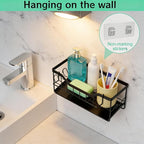 Sponge Holder for Kitchen Sink - Sink Caddy Organizer with Auto Drain Tray, Detachable Towel Rack, Stainless Steel Kitchen Counter Organizer Rack, Black