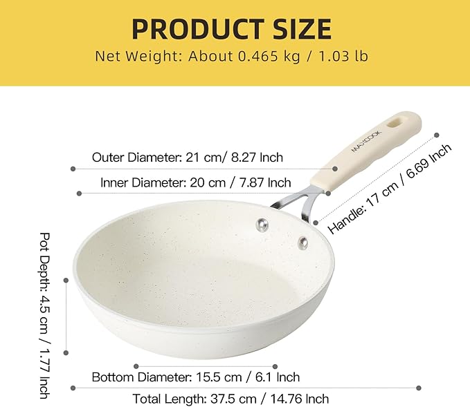 Egg Pan, 8 Inch Omelette Pan Nonstick Skillet,Small Non Stick Frying Egg Pan,Medical Stone Coating Cookware, Induction Skillet for Eggs, PFOA Free Cookware (20 cm)