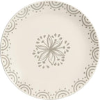Sango 12-Piece Speckled Stoneware Dinnerware Set for 4- Glossy Plates and Bowls Set with Hand-Painted Floral Pattern, Rustic Ceramic Dish Set, Elegant Dishes for Everyday Dining, Siterra Glazed Garden