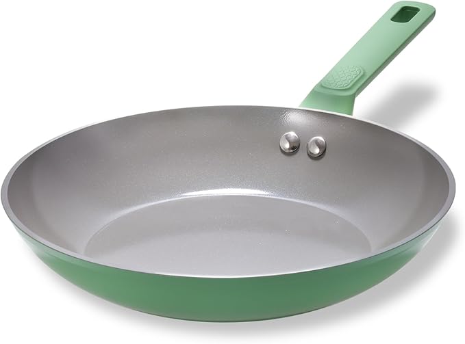 Non Stick Frying Pan Skillet,Egg Pan,Green Omelet Pan,PFOA Free,10 Inch Ceramic frying pan,Induction with all cooktops,non-slip grip.