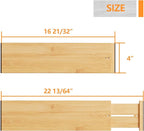 BAMEOS 4" High Drawer Dividers Bamboo Separators Organization Expandable Organizers for Kitchen Bedroom Bathroom Dresser Office 4-pack