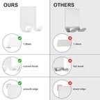 Razor Holder for Shower + Adhesive Wall Hooks, Premium 304 Stainless Steel Shower Razor Holder with Heavy Duty Waterproof Sticky Hooks for Hanging Towels, Coat, hat (4+4 Pack) - White