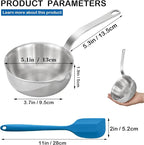 5.1-Inch Mini Egg Pan, Sauce Pan Mini Skillet, 304 Stainless Steel Omelet Pan for Egg Frying Pan, Butter Warmer Small Pot Cooking with 11" Scraper,Blue