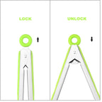 3 Pack Green Kitchen Tongs, Premium Silicone BPA Free Non-Stick Stainless Steel BBQ Cooking Grilling Locking Food Tongs, 9-Inch 10-Inch & 12-Inch