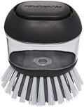 KitchenAid Soap Dispensing Palm Brush with Built in Easy to Fill Soap Dispenser, Non Slip Grip for Easy Cleaning, Safe on Non Stick Cookware, 2.95 x 2.17 x 3.54 inches, Black