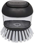 KitchenAid Soap Dispensing Palm Brush with Built in Easy to Fill Soap Dispenser, Non Slip Grip for Easy Cleaning, Safe on Non Stick Cookware, 2.95 x 2.17 x 3.54 inches, Black