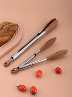 2 Pcs Wooden Tongs for Cooking – 15"/11" Walnut Wooden Kitchen Tongs with Wooden Tips, Ideal for Salad and BBQ