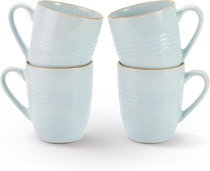 famiware Jupiter Coffee Mugs Set of 4, 13 oz Coffee Mug, Microwave and Dishwasher Safe, Coffee Cups with Handle for Coffee, Tea, Cocoa, Milk, Light Blue