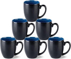 GBhome 12oz Coffee Mugs Set of 6, Large Ceramic Coffee Mugs for Man, Woman, Dad, Mom, Modern Coffee Mugs Set with handle for Tea/Latte/Cappuccino/Milk/Cocoa. Dishwasher&Microwave Safe,Blue