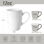 famiware Coffee Mugs Sets for 4, 12 oz Mug Set, Coffee Cups with Handle for Coffee, Tea, Cocoa and Milk, Microwave and Dishwasher Safe, White Stripe