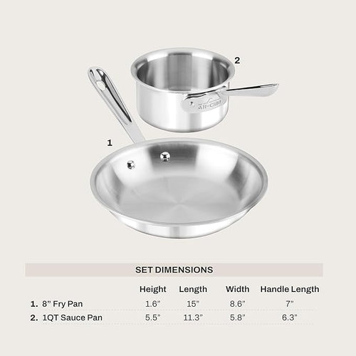 All-Clad - 4108201S All-Clad Kitchen Helper Fry Sauce pan, 8 inch and 1 quart, Steel