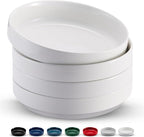 KooK Pasta Bowl, Bowl Plate, Low Bowl, Plate Bowls, Ceramic Large Shallow Bowls, Microwave and Dishwasher Safe, Great for Soups and Salads, Glossy Porcelain, 47 oz, Set of 4, White