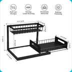 REALINN Under Sink Organizer, L-Shaped 2 Tier Pull Out Cabinet Organizer for Kitchen and Bathroom, Slide Out Under Cabinet Storage, Metal Under Sink Storage with Sliding Drawer, 50 lbs, Black 2 Pack