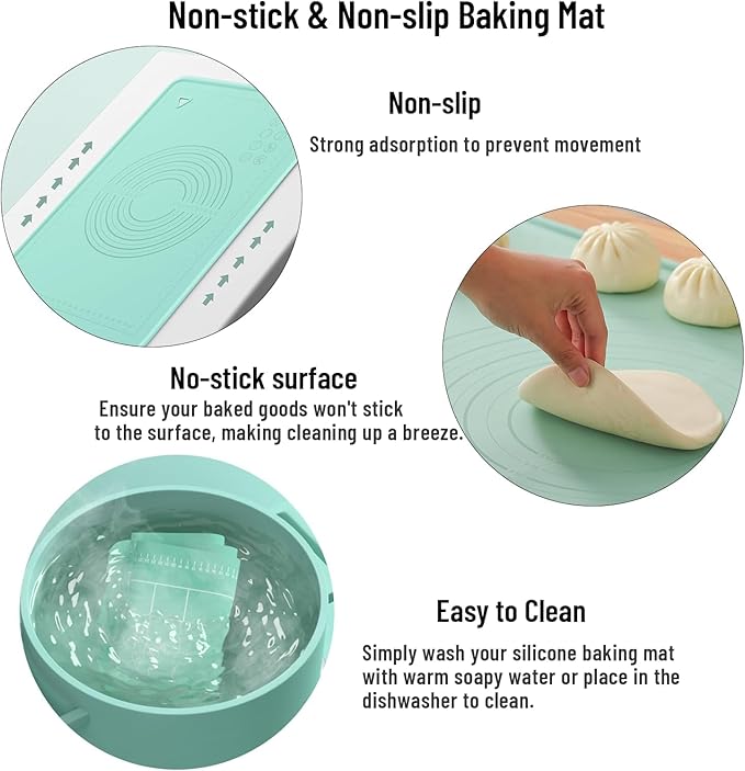 Silicone Baking Mat, 20"X16" Extra Large Non-stick Silicone Mat With High Edge, Food Grade Silicone Dough Rolling Mat For Making Cookies, Macarons, Multipurpose Mat, Countertop Mat, Placemat