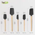 Silicone Spatula Set, Food Grade Rubber Spatula-4 Piece Nonstick Rubber Spatulas, Spoonula, Jar Scraper for Cooking, Baking, Mixing, Frosting - Heat Resistant Up to 600°F (5 Pcs Spatula Black)