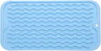 MicoYang Silicone Dish Drying Mat for Multiple Usage,Easy clean,Eco-friendly,Heat-resistant Silicone Mat for Kitchen Counter or Sink,Refrigerator or Drawer Liner Light Blue S 12 inches x 6 inches