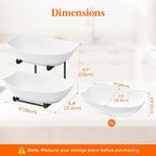 Lifewit Plastic Fruit Bowl for Kitchen Counter, 2 Tier Fruit Basket with Gold Metal Stand, Tiered Fruit Holder for Countertop Serving Tray for Vegetable/Dessert in Party 28 x 21 x 23cm/11 x 8.4 x 9