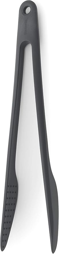 Brabantia Tasty+ Precision Tongs (Granite Gray) Non-Stick, Heat-Resistant, Dishwasher-Safe Nylon Serving, Grilling Cooking Tongs
