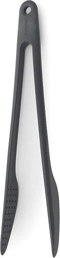 Brabantia Tasty+ Precision Tongs (Granite Gray) Non-Stick, Heat-Resistant, Dishwasher-Safe Nylon Serving, Grilling Cooking Tongs