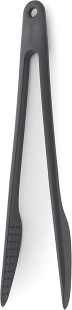 Brabantia Tasty+ Precision Tongs (Granite Gray) Non-Stick, Heat-Resistant, Dishwasher-Safe Nylon Serving, Grilling Cooking Tongs