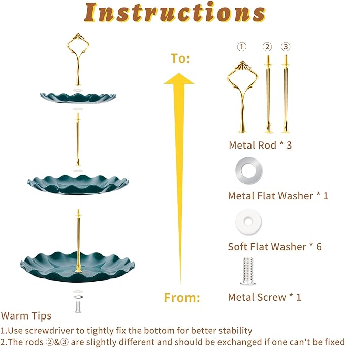 BACUTHY 3 Tier Cupcake Stand Holder, Plastic Cup Cake Stand Tower with Tiered Serving Tray for Cupcakes, Donuts, Fruits and More (Green)