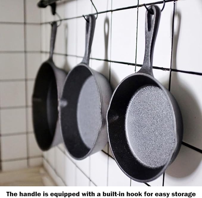 4 Inch Mini Cast Iron Skillet With Handle Hanging Hole Uncoated Oven Safe Small Pan Cookware Casserole Dish For Kitchen Indoor Outdoor Picnic (4×4×1 inch)