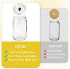 Leakproof Glass Cups with Plastic Lids and Straws, 16oz Iced Coffee Cup, Drinking Glasses Tumbler for Water, Boba Tea, Smoothie - 2pcs