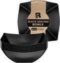 R-kay 6 Pack Black Square Plastic Serving Bowls - Black Plastic bowls 16 Oz - Disposable Serving Bowls - Premium Bowls Disposable Heavy Duty For Weddings Catering And Birthday parties