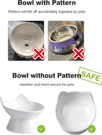 ABRUTY Cat Food Bowl, 5 OZ Ceramic Elevated Kitten Water Bowl, 15° Tilted Raised Pet Feeder, Anti Vomiting and Whisker Friendly Dishes for Fat Faced, Cat, Kitten, Small Dog