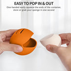 Fauxomor Makeup Sponge Holder,Double-sided 5-line Vented Silicone Beauty Make Up Blender Case for Travel,Shatterproof Make-Up Sponge Travel Case for All Sponges Reuse Easy Carry,Bright Orange