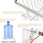 NiuYichee Stainless Steel Dish Drying Rack(15"L x 8.3"W x 4.2"D), Expandable Fruit & Vegetable Drain Rack over Sink, Dish Drainer Rack in Sink, with Stainless Steel Utensil Holder & 16" Silicone Mat