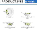 Borosil Gourmet Dinnerware Set For 6, 19 Pieces, White Dinner Plates and Bowls Sets, Chip Resistant Tempered Opal Glass, Stain Resistant, Dishwasher & Microwave Safe Dinner Set For Gifting, Serves 6