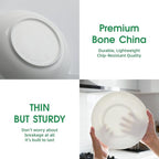 Bone China Pasta Bowls Set of 4, 23.5oz Soup Bowls White Salad Bowl, 8 inch Pasta Bowls Lightweight Wide Shallow Kitchen Plates for Serving Dinner - Microwave Dishwasher Safe, Kitchen Gifts