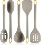 Silicone Kitchen Cooking Utensils Set: MOACC Heat Resistant 13inch Long Kitchen Gadgets, BPA Free Non Stick Rubber Cook Accessories For Food Prep, Frying, Serving, Basting (Light Grey)