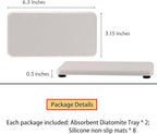 NiuYichee 2 Pcs Water Absorbing Stone Trays, Kitchen/Bathroom Sink Soap Dish, Diatomite Tray Used for Hand Soap & Cosmetic Bottles in The Modern Home, 3.15" W x 6.3" L, White
