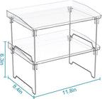 2 Pcs Cabinet Organizer Shelf, Stackable Kitchen Counter Shelves, Spice Rack,Countertop Organizers, Clear Plastic Storage Shelves Rack for Makeup,Bathroom,Cupboard,Desk,Pantry Organization