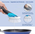 CELOX Soap Dispensing Dish Scrub Brush, Dish Wand for Kitchen, Gray