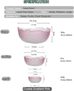Glass Salad Bowl Irregular Lotus Flower Shape Serving Bowls, Mixing Nut Bowls for Kitchen Fruist, Snack, Dessert, and Ice Cream Candy Dishes (Crystal Gradient Pink, Medium)