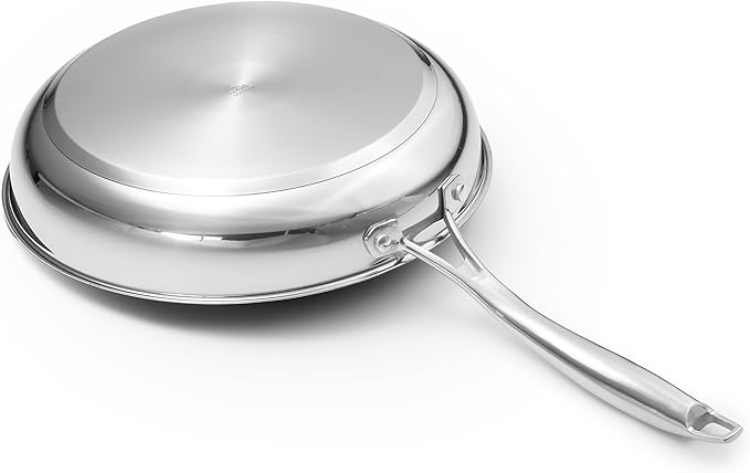Amazon Basics 2-Piece Ceramic Non-Stick Stainless Steel Fry Pan Set, 10-Inch and 8-Inch