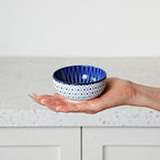 Ceramic Dipping Bowls Set - Mini 4 Oz Dessert Bowls - Small 3.5 Inch Porcelain Bowls for Side Dishes, Snack, Yogurt, Appetizer - Microwave Dishwasher Safe - Set of 6 - Vintage Blue