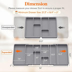 Lifewit Expandable Utensil Organizer for Kitchen Drawer, Adjustable Cooking Silverware Tray, Plastic Cutlery Flatware Holder, Spatula Tools Gadgets Storage Divider, 53-91 x 43cm, Plastic, Gray