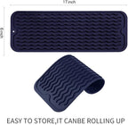 MicoYang Silicone Dish Drying Mat for Multiple Usage,Easy clean,Eco-friendly,Heat-resistant Silicone Mat for Kitchen Counter,Sink,Bar,Bottle,or Cup Navy Blue M 17 inches x 6 inches