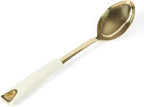 Martha Stewart Lockton 5-Piece Kitchen Tool Set – Stainless Steel & Nylon Cooking Utensils with Linen Handles and Gold Accents, Durable Heat-Resistant Kitchen Gadgets