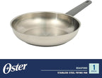Oster Beauford 10-Inch Stainless Steel Frying Pan – Induction, Oven & Dishwasher Safe Skillet, Soft-Touch Gray Handle, 5-Ply Encapsulated Bottom