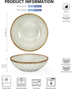 Henten Home Ceramic Soup Bowl Set, 25 oz Cereal Bowls Set of 4, Porcelain Salad Bowls Set, Stoneware Serving Bowls for Kitchen, Microwave& Dishwasher Safe, Reactive Glaze (White)